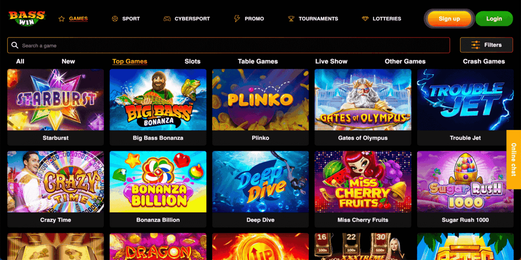 The Online Video Game Collection at Bass Win Online Casino